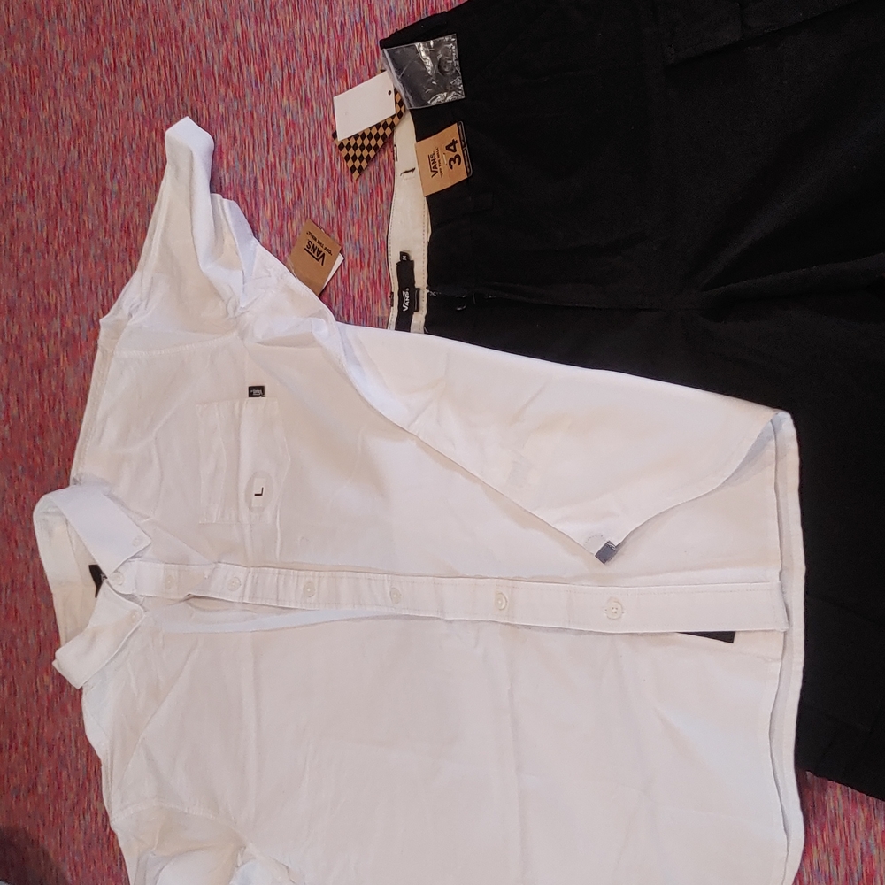 VANS set - Houser Short Sleeve White Shirt & Cargo Shorts - all NWT...Sweet gear